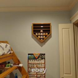Baseball Display Case 30 Cherry Wood MLB Autograph Ball Rack Holder Wall Cabinet