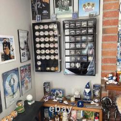 Baseball Display Case 40 Acrylic Cubes Box Cherry Wood Ball Holder Wall Cabinet