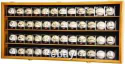 Baseball Display Case 48 Acrylic Cubes Box Oak Wood Ball Rack Wall Frame Cabinet