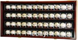 Baseball Display Case 48 Acrylic Cubes Box Oak Wood Ball Rack Wall Frame Cabinet