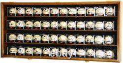 Baseball Display Case 48 Acrylic Cubes Box Oak Wood Ball Rack Wall Frame Cabinet