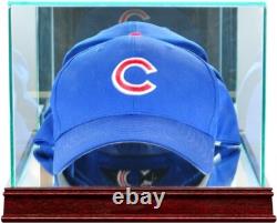 Baseball Hat Display Case Cherry Wood UV Glass MLB Autograph Cap US Holder Frame