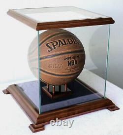 Basketball Display Case Glass And Wood Elegant Football New In Box