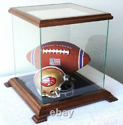 Basketball Display Case Glass And Wood Elegant Football New In Box