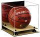 Basketball Display Case With Mirror, Black Risers And Wood Floor (a001-br)