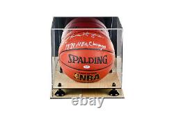 Basketball Display Case with Mirror, Black Risers and Wood Floor (A001-BR)