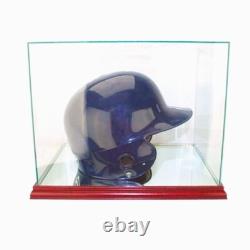 Batting Helmet Display Case Real Glass/Wood Base Baseball Helmet Case