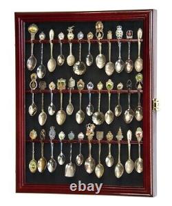 Beautiful 36 Spoon Display Case Cabinet Holder Rack Box Lockable Wall Rack 98%UV