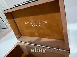 Bedat Geneve Silver Plated Brown Wood Display Watch Gift Box & Pillow