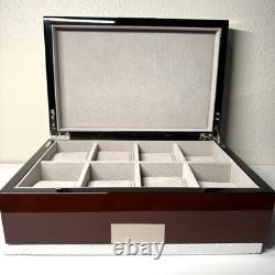 Bey-Berk Lacquered Walnut 8 Slot Watch Box Solid Wood Display Case