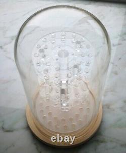 Big Dome Display Case Acrylic 3 Shelves Wood Base Ball Marble Thimbles Decor