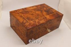 Big Hand-Crafted Wooden Jewelry Box, Large Thuya Burl Box With Two Storage Level