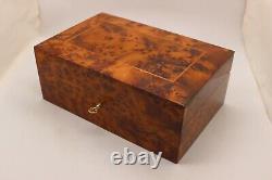 Big Hand-Crafted Wooden Jewelry Box, Large Thuya Burl Box With Two Storage Level