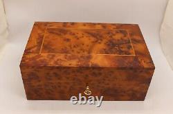 Big Hand-Crafted Wooden Jewelry Box, Large Thuya Burl Box With Two Storage Level