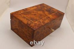 Big Hand-Crafted Wooden Jewelry Box, Large Thuya Burl Box With Two Storage Level