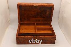 Big Hand-Crafted Wooden Jewelry Box, Large Thuya Burl Box With Two Storage Level