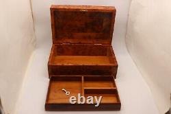 Big Hand-Crafted Wooden Jewelry Box, Large Thuya Burl Box With Two Storage Level