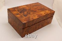 Big Hand-Crafted Wooden Jewelry Box, Large Thuya Burl Box With Two Storage Level