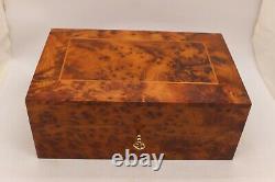 Big Hand-Crafted Wooden Jewelry Box, Large Thuya Burl Box With Two Storage Level