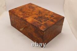 Big Hand-Crafted Wooden Jewelry Box, Large Thuya Burl Box With Two Storage Level