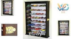 Black Wood Display Case with 7 Adjustable Shelves for 1/64-1/43 Model Cars