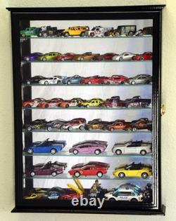 Black Wood Display Case with 7 Adjustable Shelves for 1/64-1/43 Model Cars