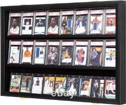 Black Wood Trading Card Display Case with Lock & Protective Acrylic Door