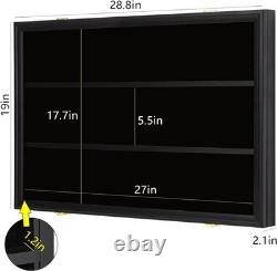 Black Wood Trading Card Display Case with Lock & Protective Acrylic Door