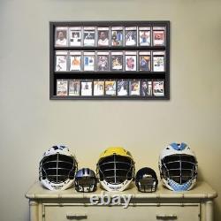 Black Wood Trading Card Display Case with Lock & Protective Acrylic Door