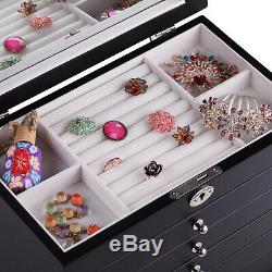 Black Wooden Vintage Large Cabinet Jewellery Box Case Display Bracelet Organiser