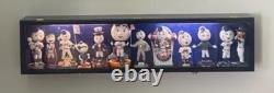 Bobblehead Display Case 15+ Action Figure Black & Blue LED Light Wood Cabinet