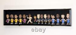 Bobblehead Display Case 15+ Action Figure Black & Blue LED Light Wood Cabinet