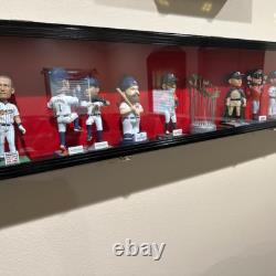 Bobblehead Display Case 15+ Action Figure Black & Blue LED Light Wood Cabinet