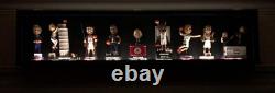 Bobblehead Display Case 15+ Action Figure Black & Blue LED Light Wood Cabinet