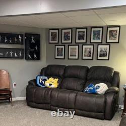 Bobblehead Display Case 15+ Action Figure Black & Blue LED Light Wood Cabinet