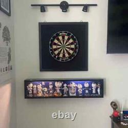 Bobblehead Display Case 15+ Action Figure Black & Blue LED Light Wood Cabinet