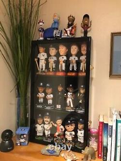 Bobblehead Display Case 15 Pcs Action Figure Black Wall Wood Cabinet Shadow Box