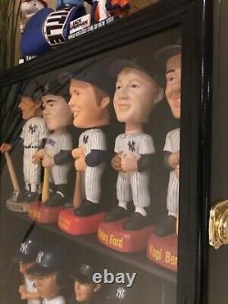 Bobblehead Display Case 15 Pcs Action Figure Black Wall Wood Cabinet Shadow Box