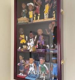 Bobblehead Display Case 15 Pcs Action Figure Black Wall Wood Cabinet Shadow Box