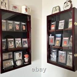 Bobblehead Display Case 15 Pcs Action Figure Black Wall Wood Cabinet Shadow Box