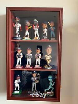Bobblehead Display Case 15 Pcs Action Figure Mahogany Wood Wall Rack Toy Cabinet