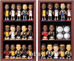 Bobblehead Display Case 15 Pcs Action Figure Mahogany Wood Wall Rack Toy Cabinet