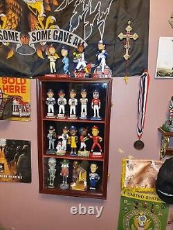 Bobblehead Display Case 15 Pcs Action Figure Mahogany Wood Wall Rack Toy Cabinet