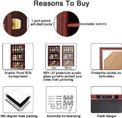 Bobblehead Display Case 15 Pcs Action Figure Mahogany Wood Wall Rack Toy Cabinet