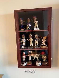 Bobblehead Display Case 15 Pcs Action Figure Mahogany Wood Wall Rack Toy Cabinet