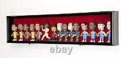 Bobblehead Display Case Long 15 Pcs Action Figure Black Wood Cabinet Shadow Box