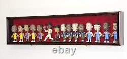 Bobblehead Display Case Long 15 Pcs Action Figure Cherry Wood Cabinet Shadow Box