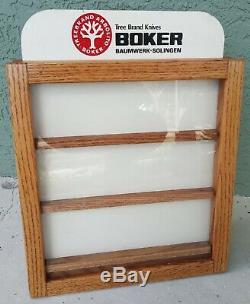 Boker Tree Brand Knive Wooden Display Case Countertop Knife Storage Wood Oak Vtg