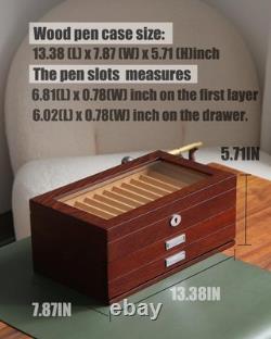 Bonaking Pen Display Case 36 Pen Slots Fountain Pen Case Wood Pen Storage