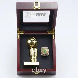 Boston Celtics 2024 Champions Ring With Special Wood Display Case & NBA Trophy